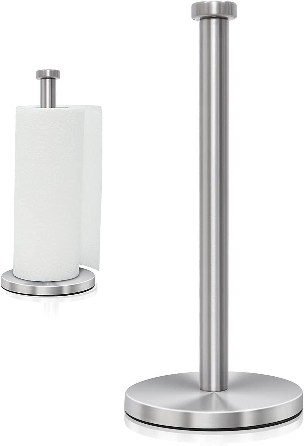 Stainless Steel Countertop Paper Towel Holder — Weighted Base, Silver